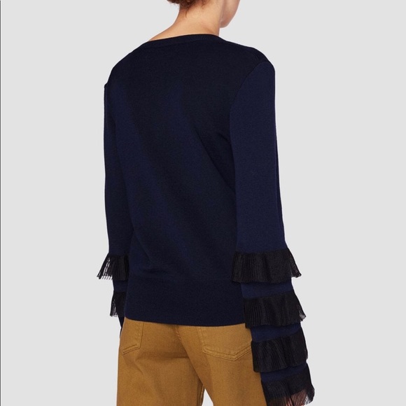 Derek Lam 10 Crosby Black Ruffle Sleeve Sweater - Picture 2 of 8